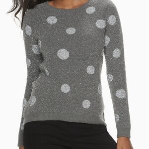 polka dot metallic accent   crew neck  thick sweaters